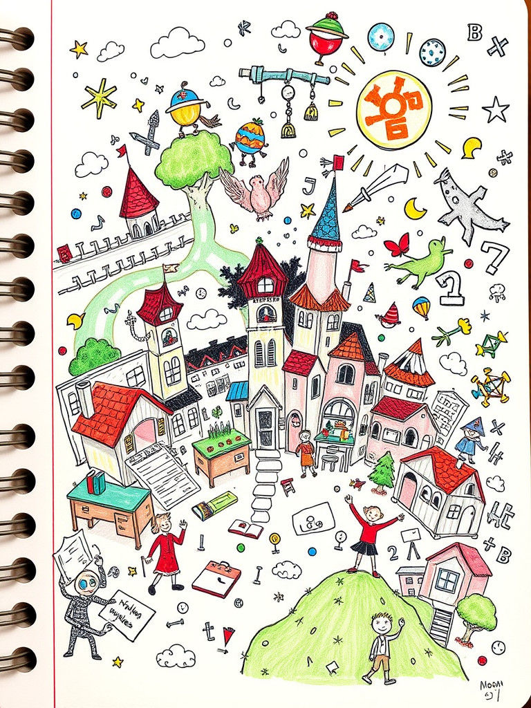 Chaotic Classroom Doodle Scene