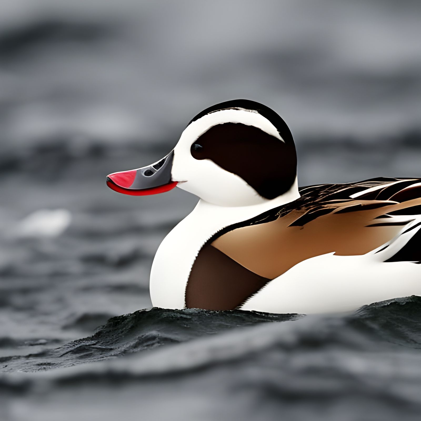 Long-Tailed Duck in Heavy Snow, Detailed Painting