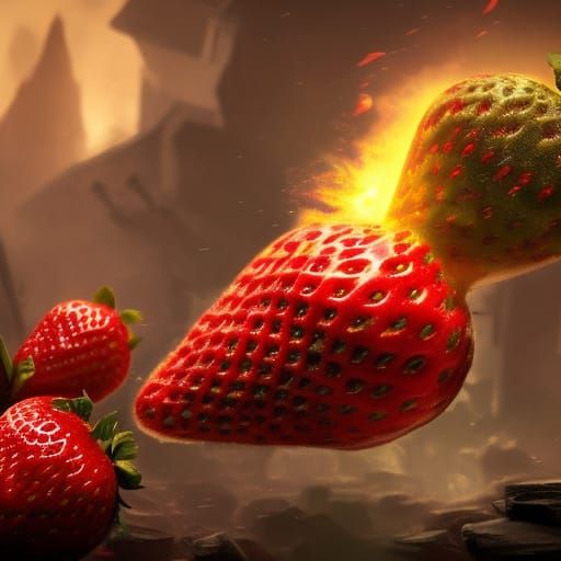 Exploding Strawberry Grenade: Detailed Fantasy Concept Art