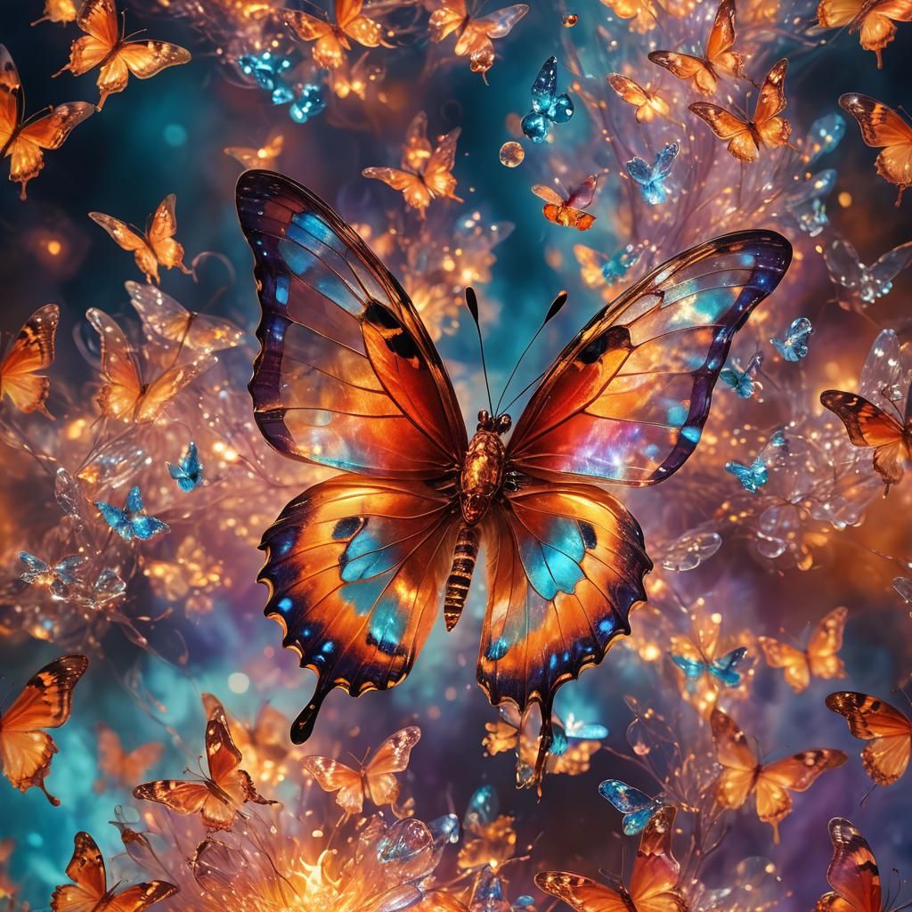 Fire Butterfly in Dreamlike Surrealist Style