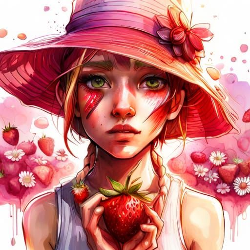 Adorable Strawberry in Fantasypunk Fields