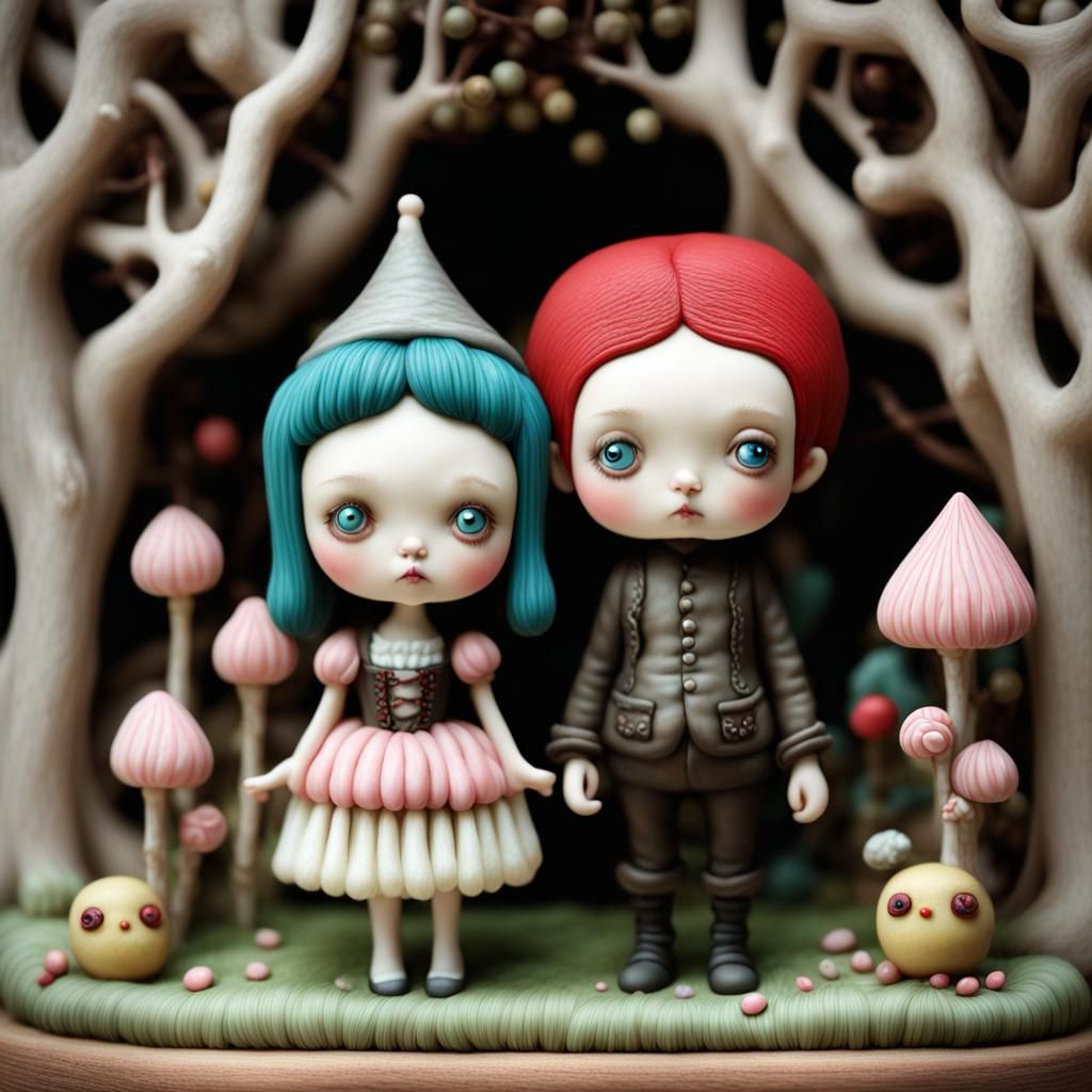 Polymer Clay Hansel and Gretel Sculpture
