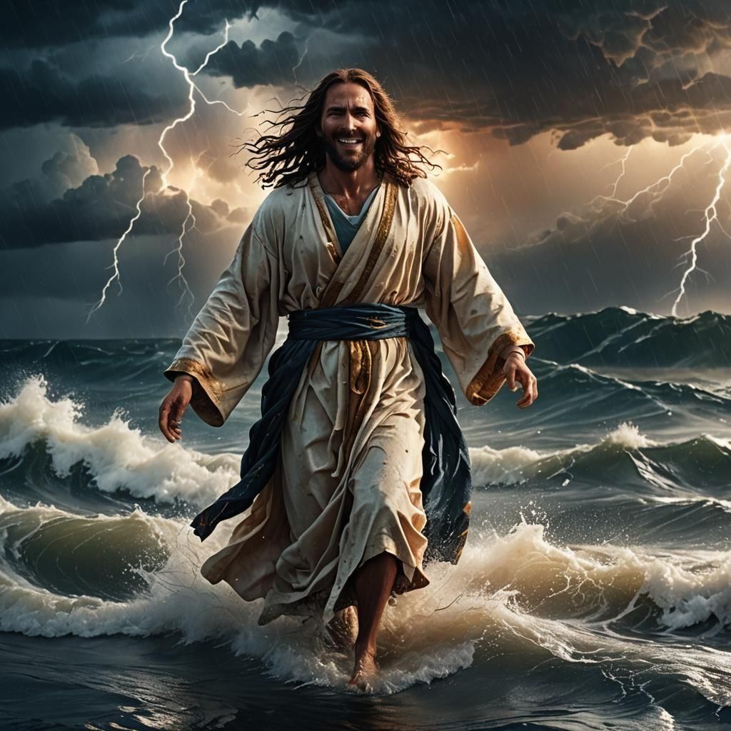 Jesus Walks on Water During Storm