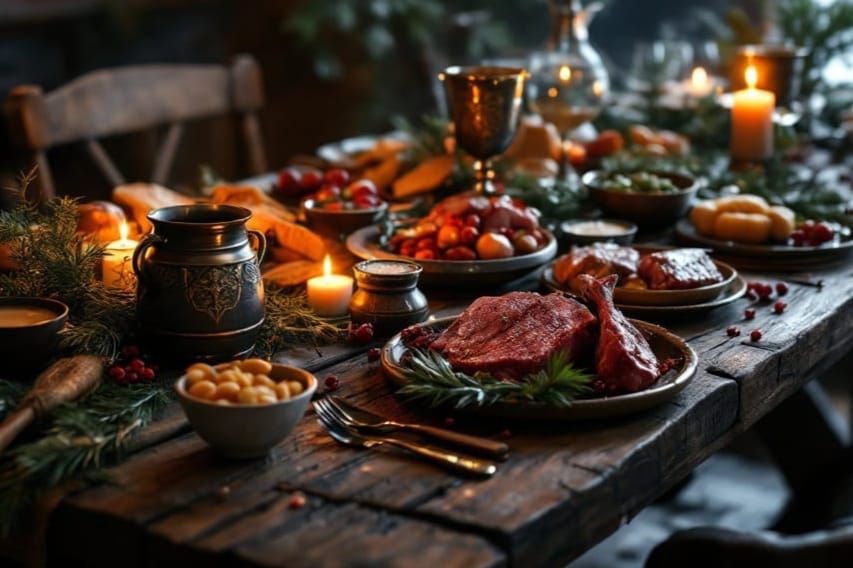 Viking Yule Feast in Warm, Ambitious Medieval Setting