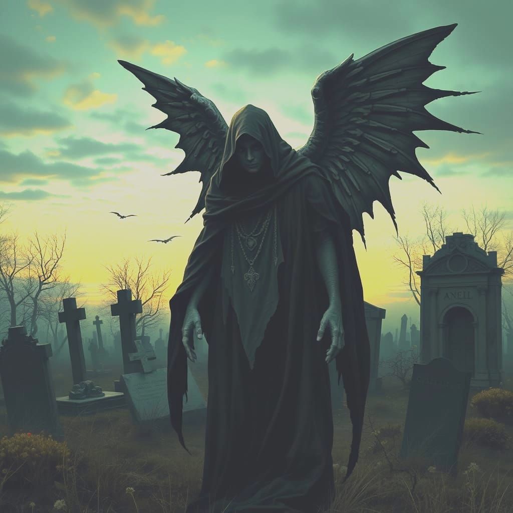 Mysterious Figure of Death Reborn in Dark Elegance