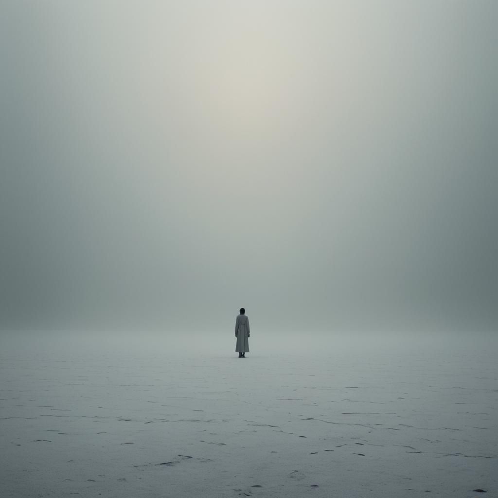 Ethereal Figure in Infinite White Void