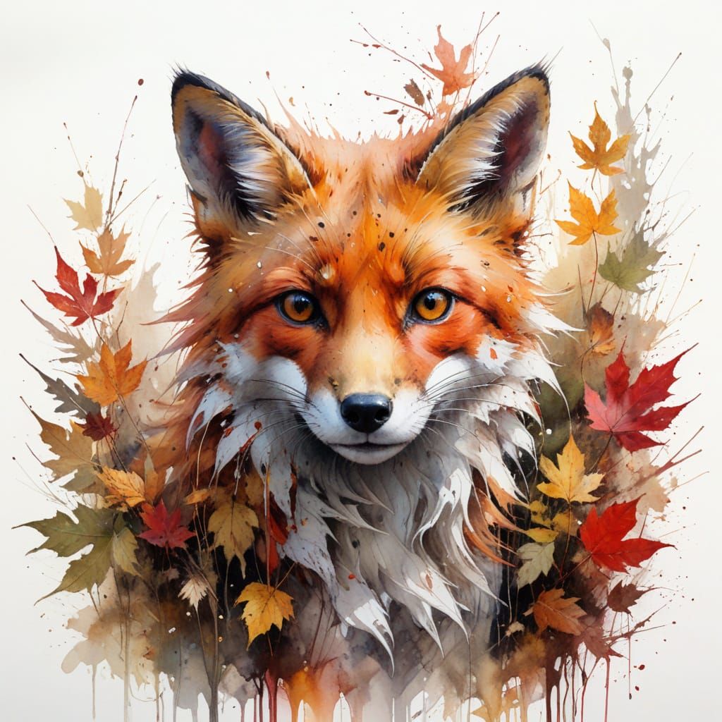 Autumn Enigma in Ancient Forest with Red Fox