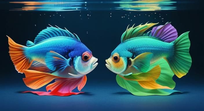 Ghibli-Style Guppies and Betta Fish Cartoon