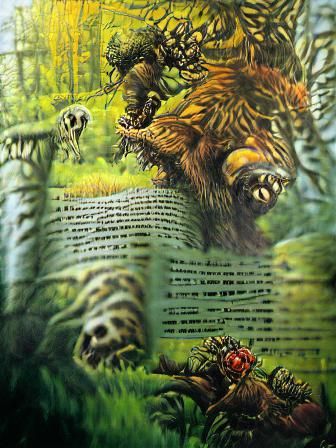 Detailed Forest Beast Illustration for Book Cover