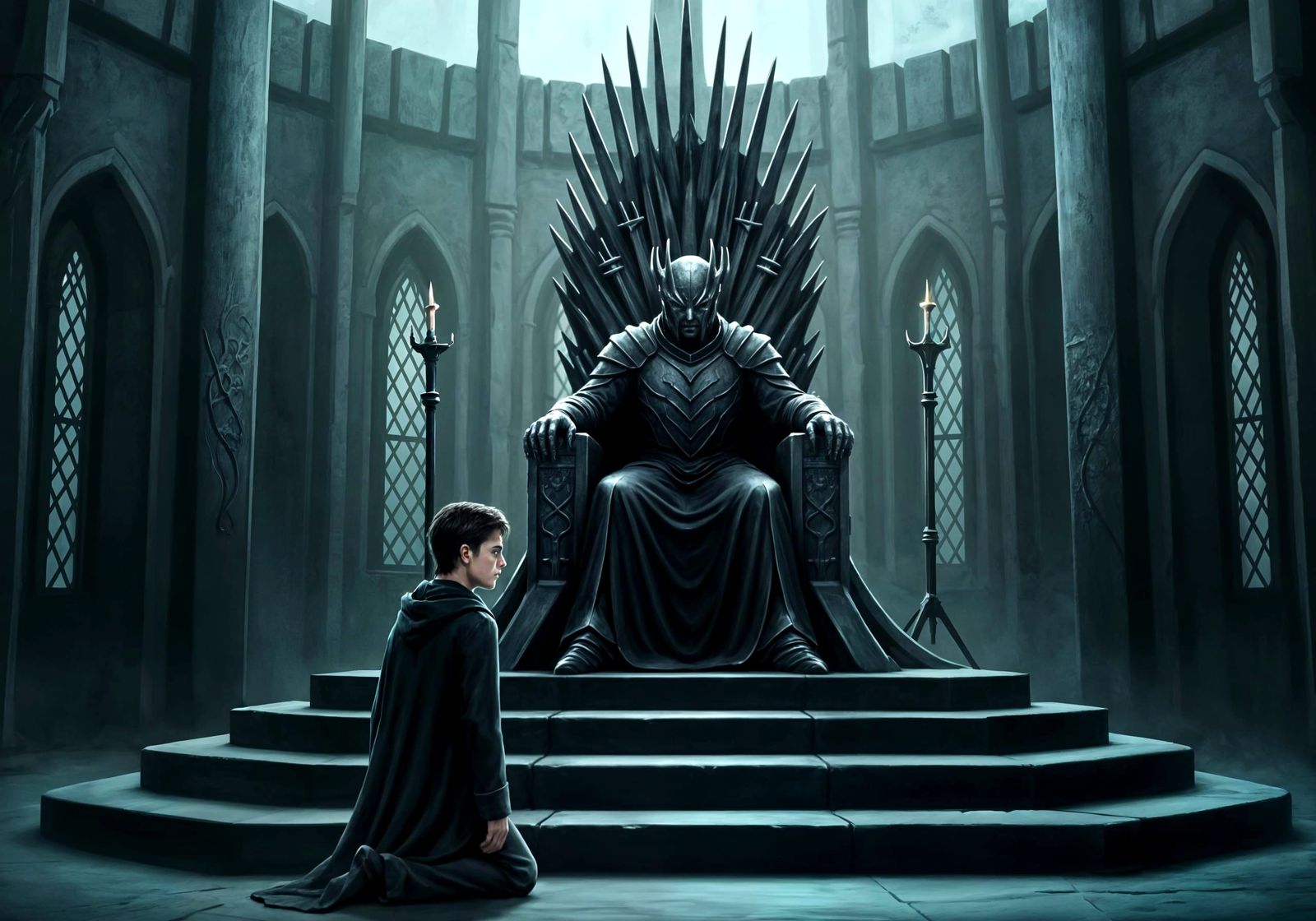 Sauron's Throne Room: Harry Potter Kneels in Obedience