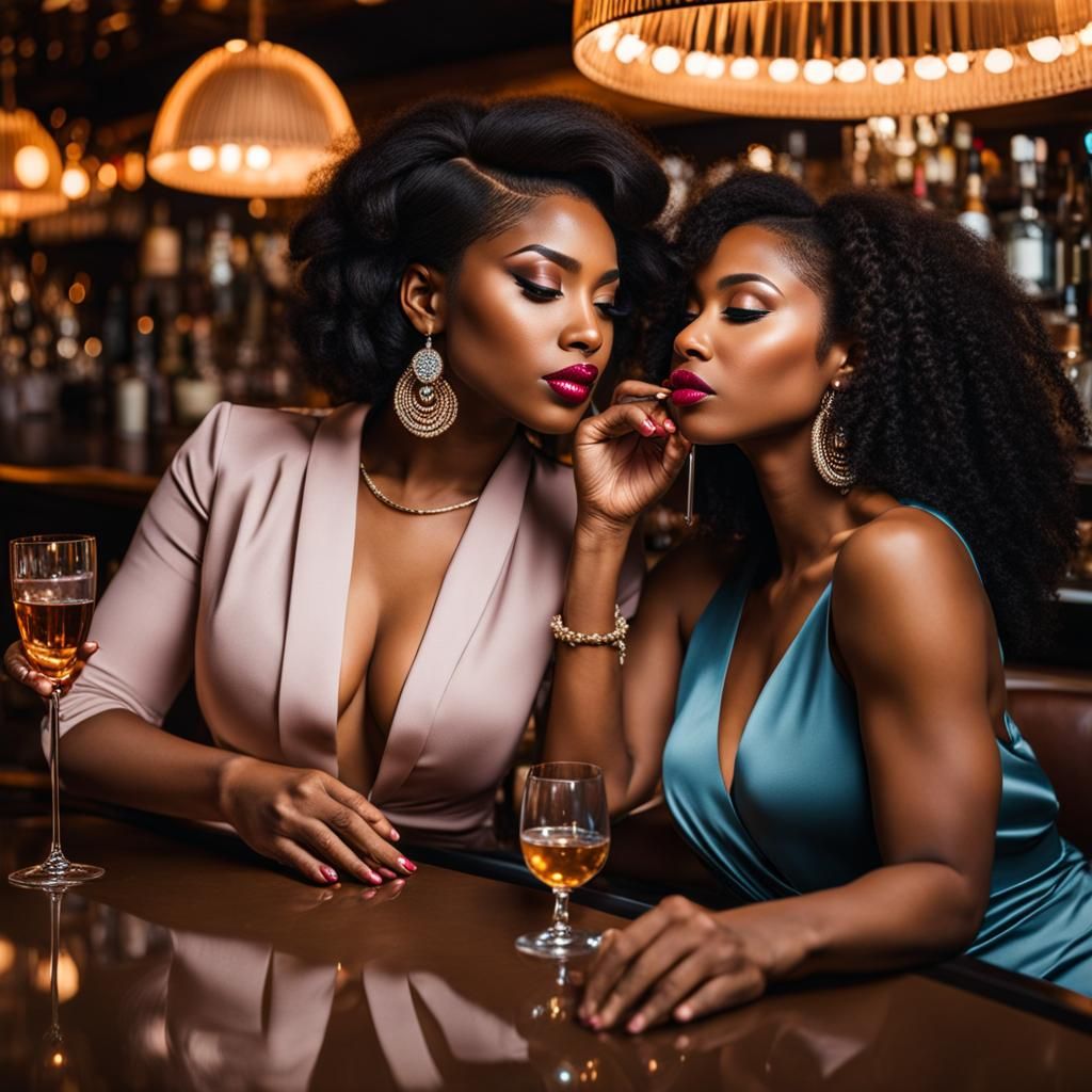 Two Women Chatting at a Bar