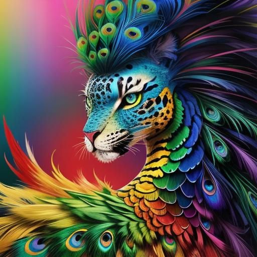 Rainbow Dragon Woman: Abstract Art Portrait