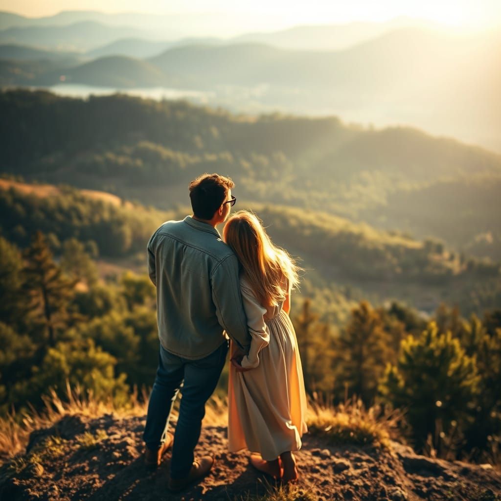 Romantic Hilltop Landscape in Earthy Tone