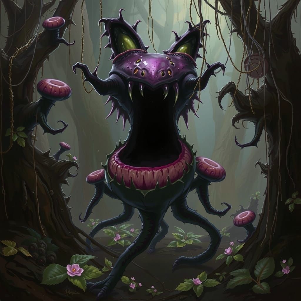 Surreal Blackberry Beast Unleashed in Enchanted Forest