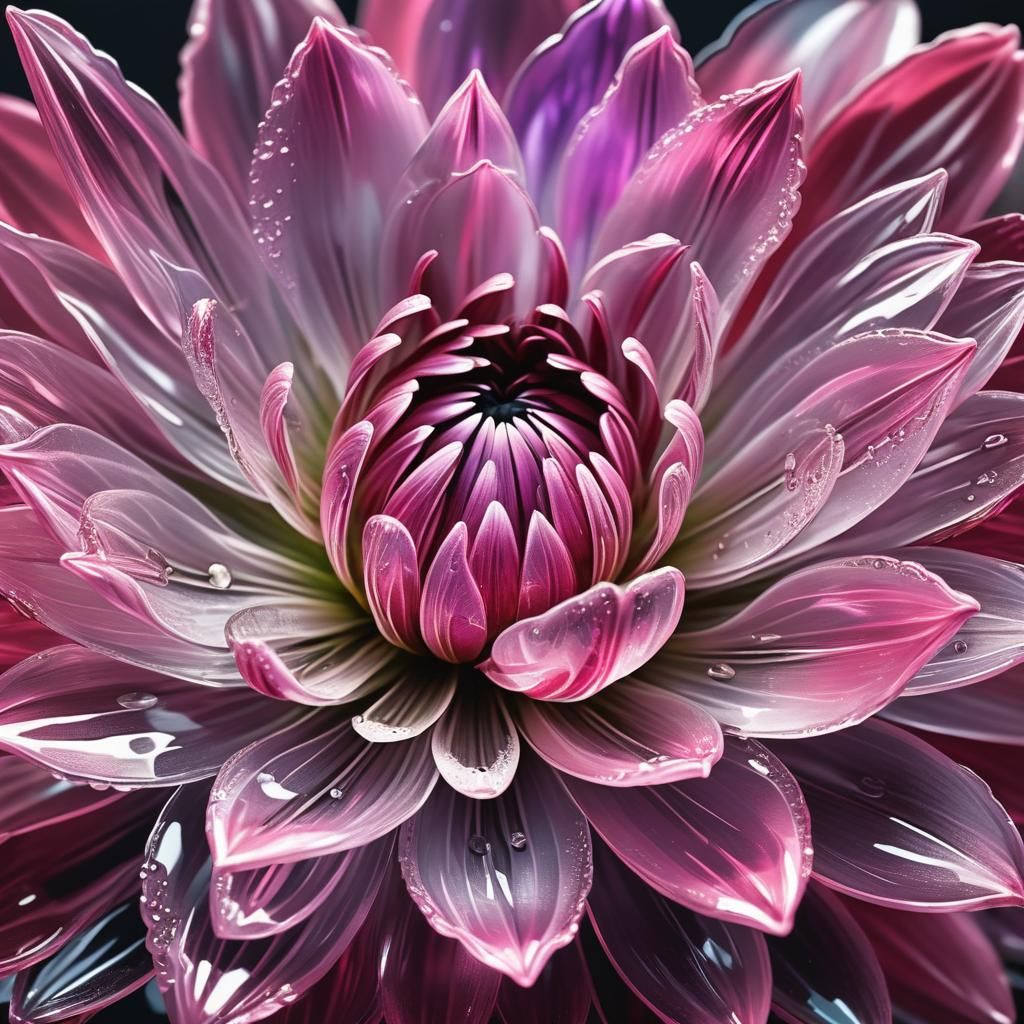 Pink Glass Flower: Hyperrealistic Digital Art