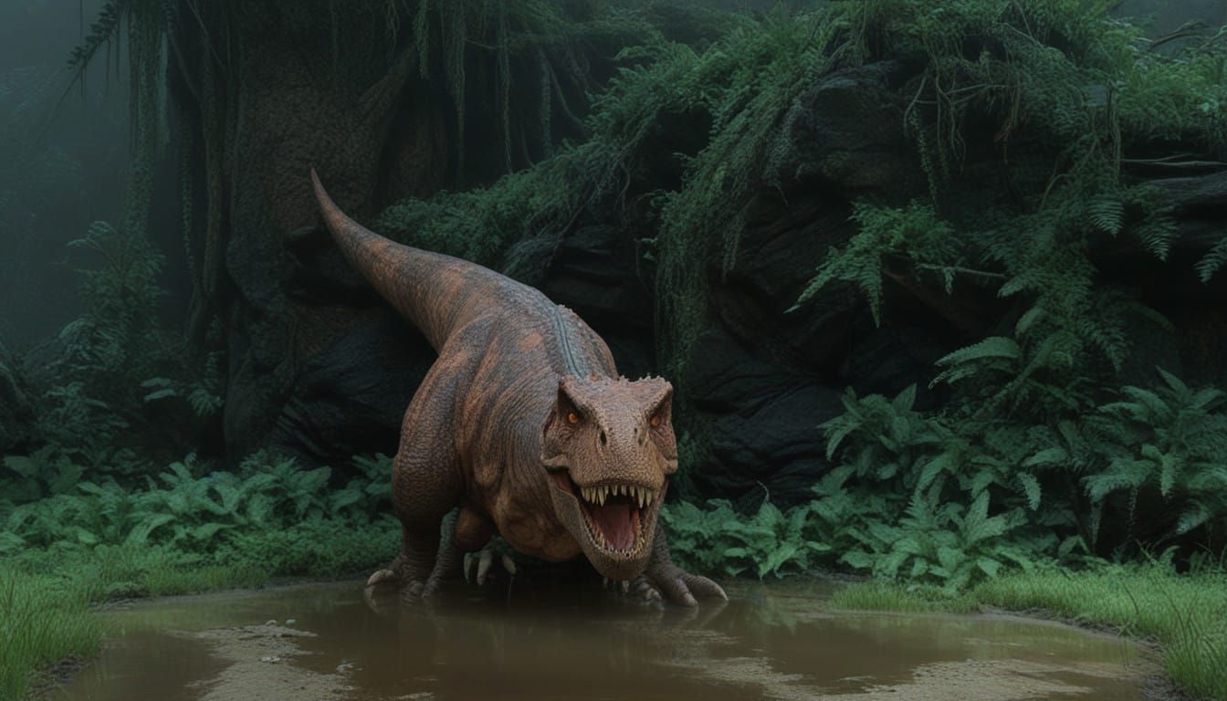 Scientifically Accurate T. Rex Portrait in Hyperrealistic St...