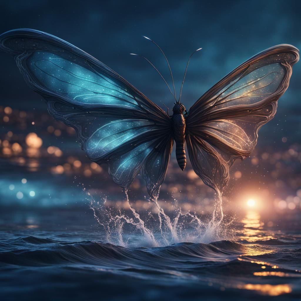 Water Butterfly in Flight: Fantasy Concept Art