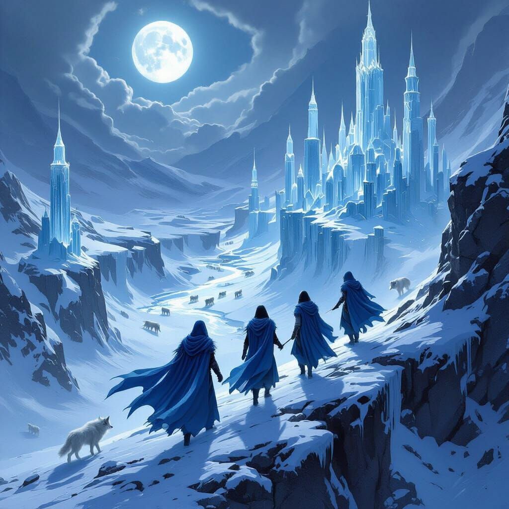Ice Mages Advance on Frost Dominion in Dark Fantasy Art