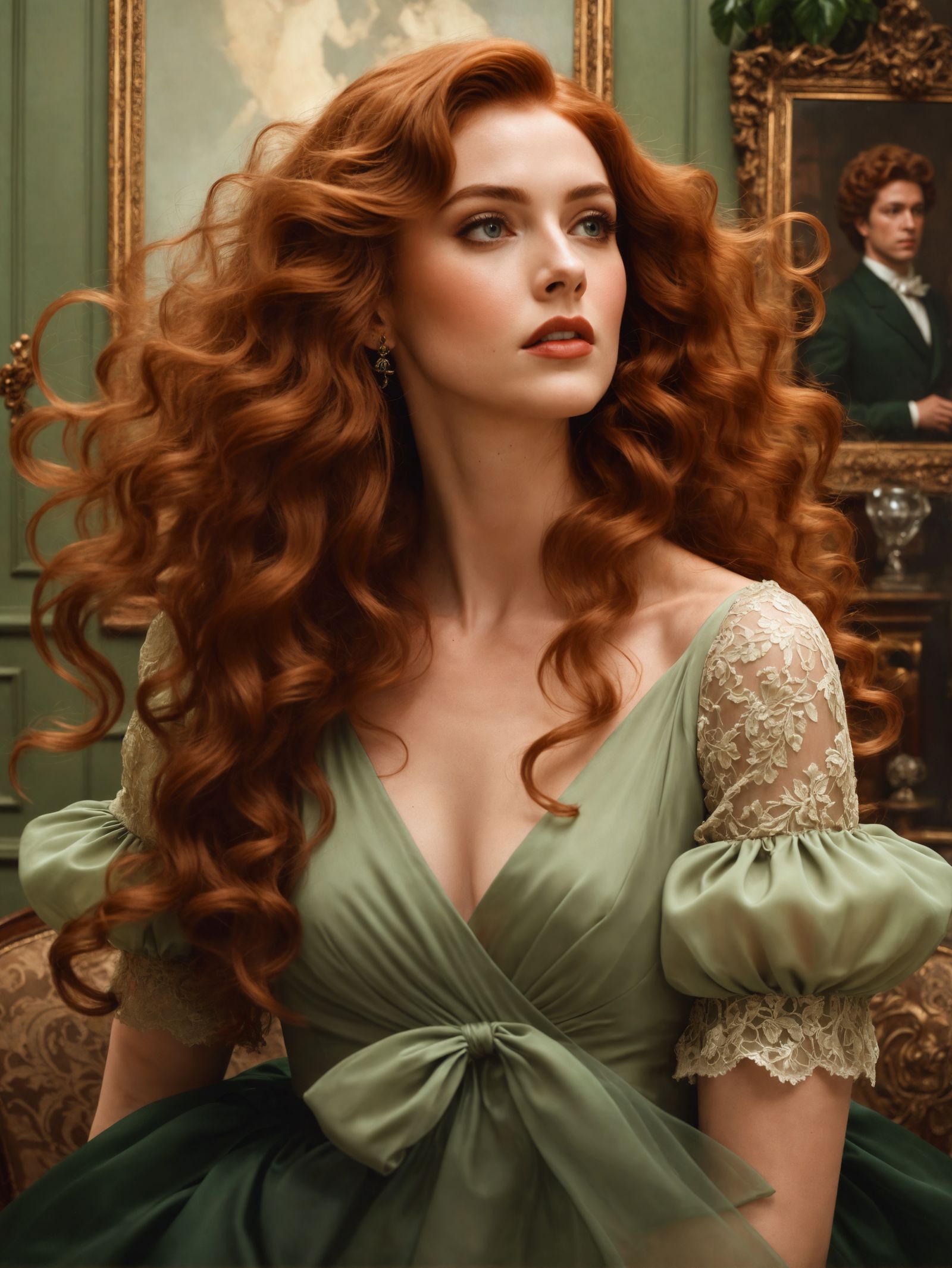 Ethereal Portrait in Opulent Vintage Setting