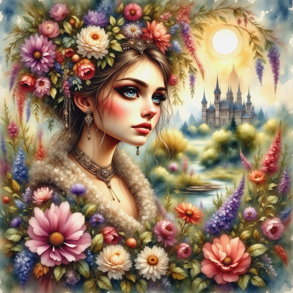 Enchanted Dreams in Antique Watercolor Style