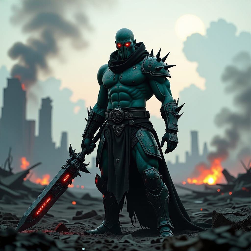 Yuuzhan Vong Warrior on a War-Torn Battlefield