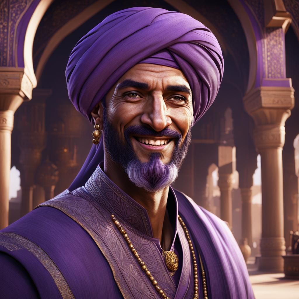Smiling Arabian Merchant in Detailed Fantasy Art
