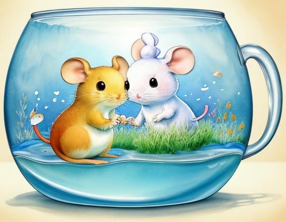 Charming Mice Embrace in Watercolor Illustration