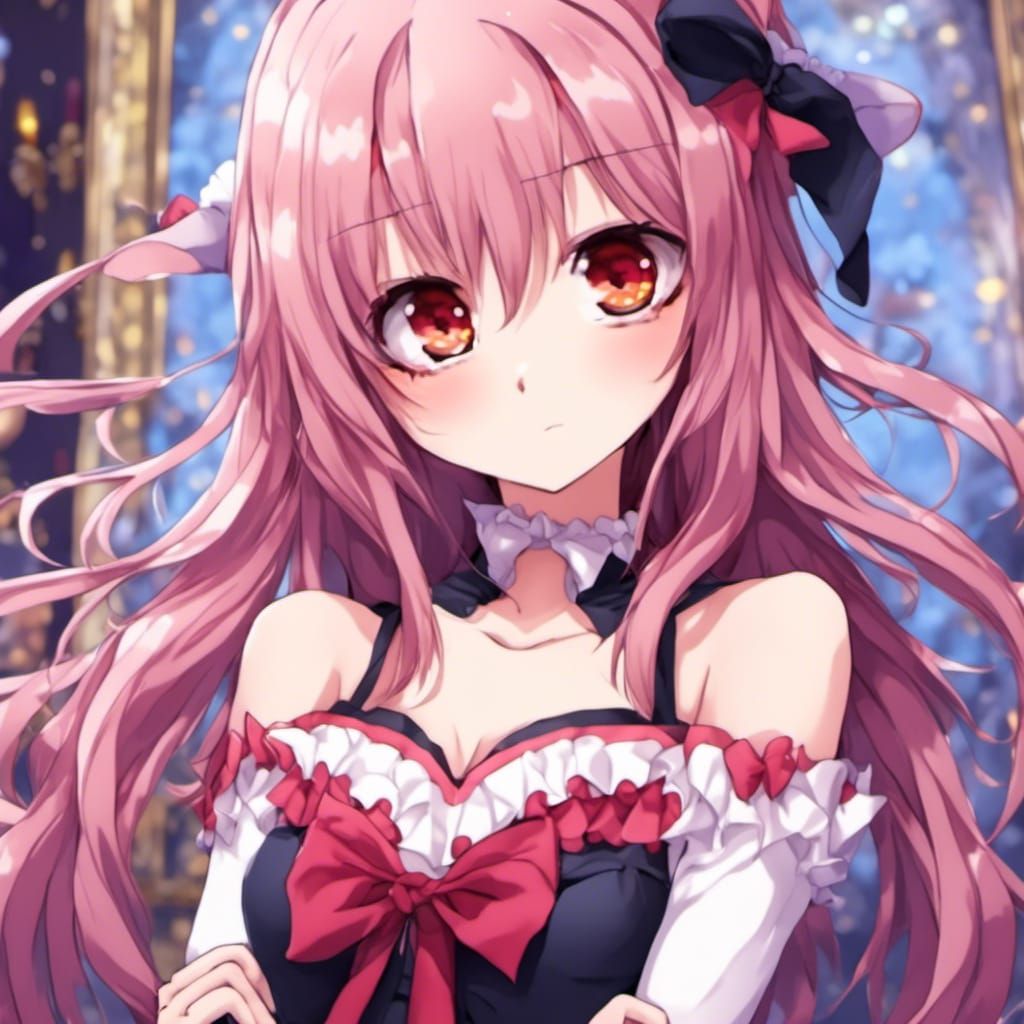 Elegant Pink Haired Anime Girl Portrait