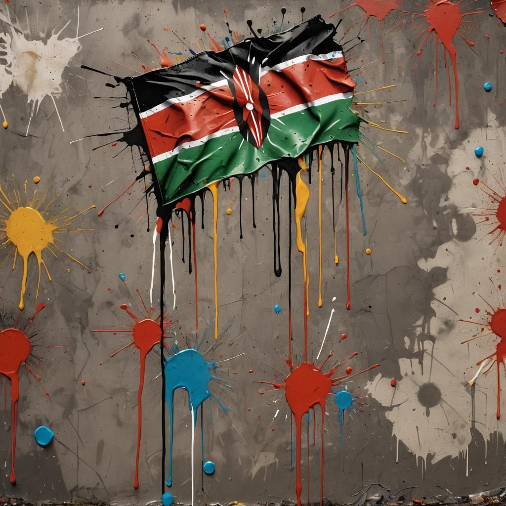 Kenyan Flag Graffiti Art in Street Art Style