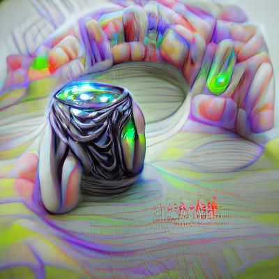 Magic Healing Ring in Holographic Anime Style