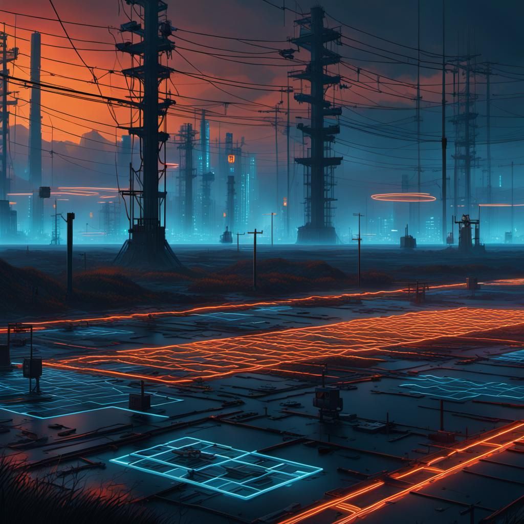 Geometric Grid in Sci-Fi Digital Matte Painting