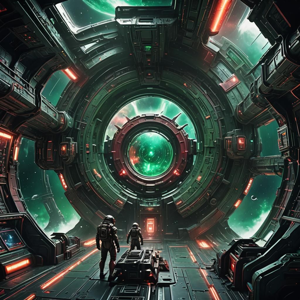 Inside Battleship in Wormhole: Eerie Space Fantasy