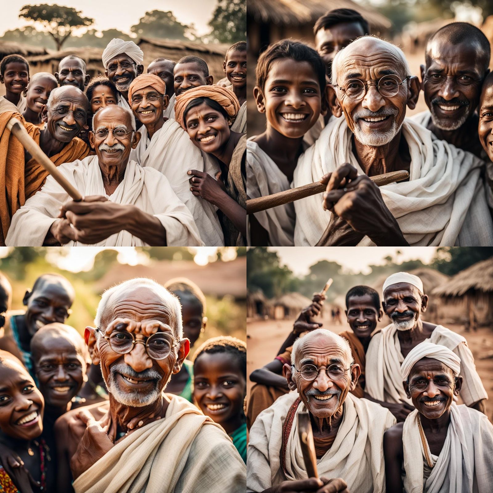 Gandhi Selfie with African People: Unity Portrait