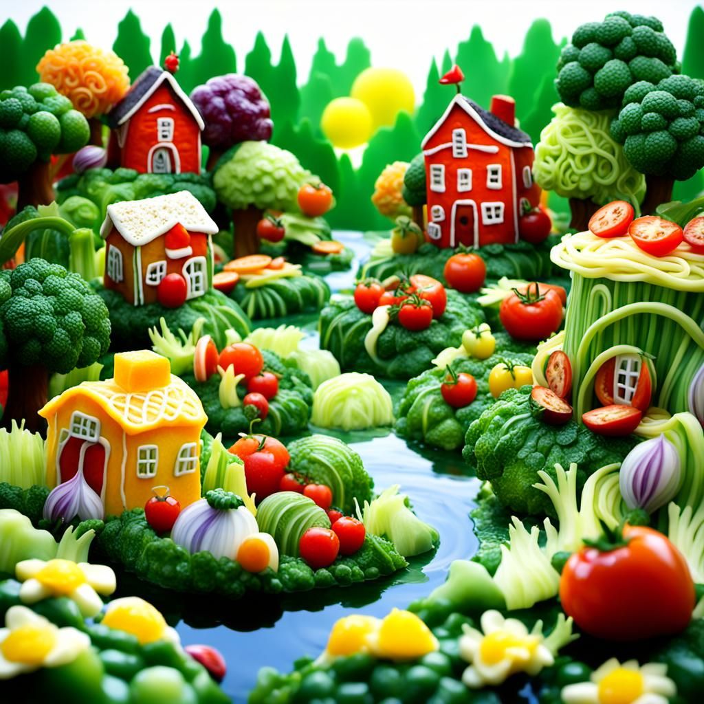 Food Fantasy Wonderland: Hyperrealistic Digital Illustration