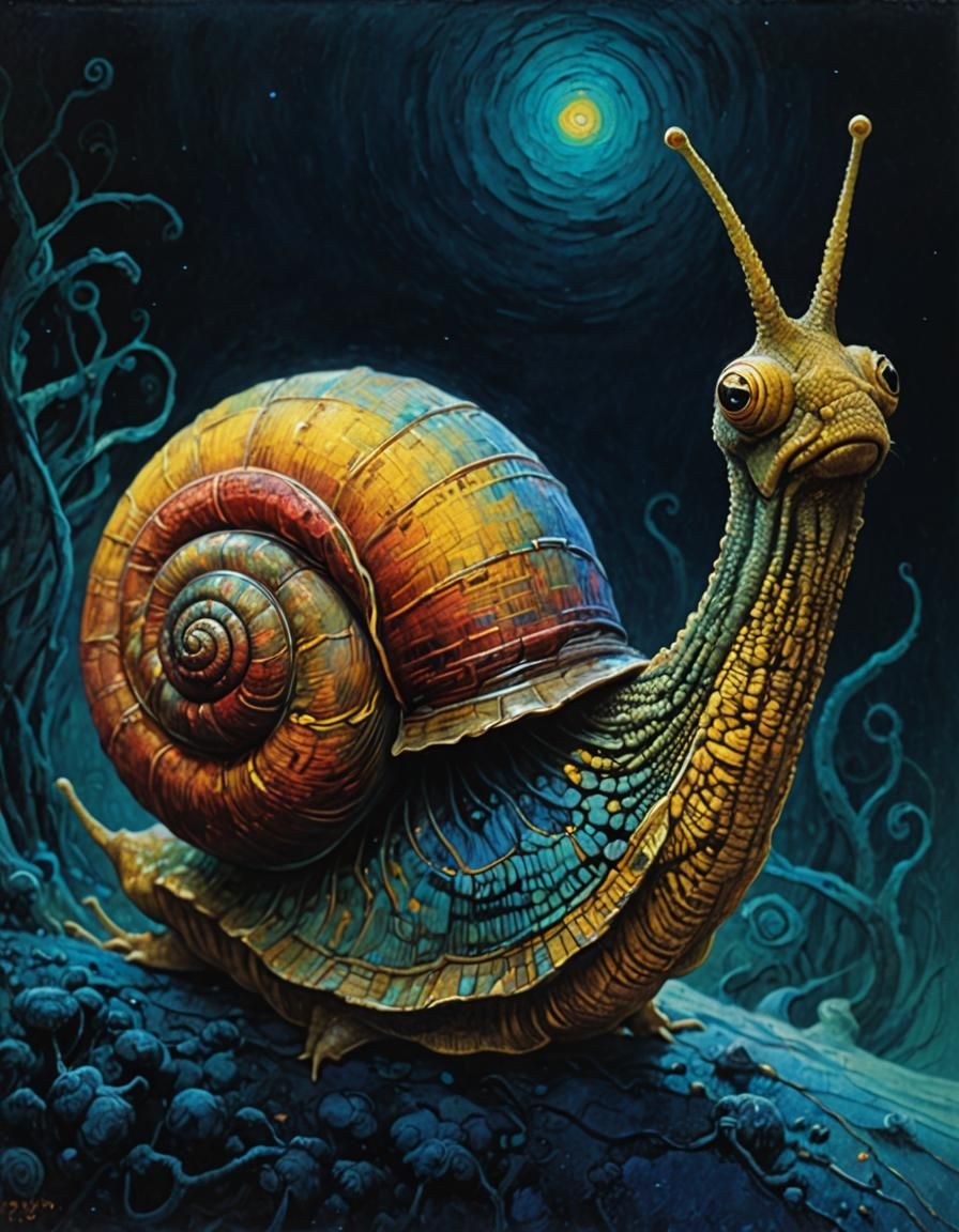 Surreal Snail in Abstract Expressionist Style