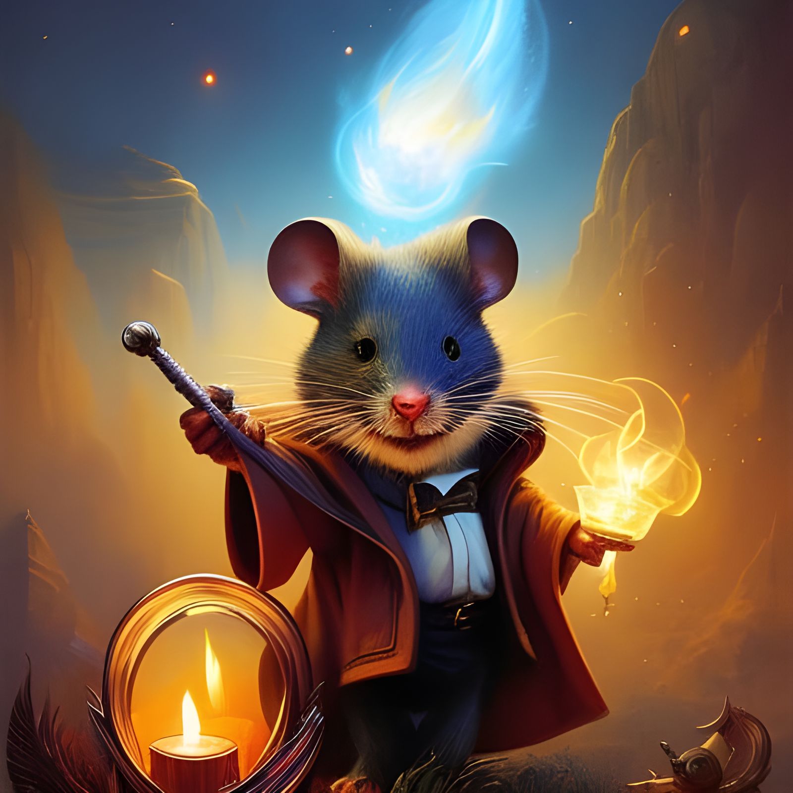 Wizard Mouse Portrait in Gothic Horror Style