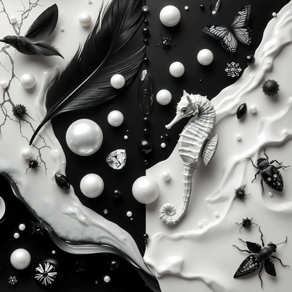 Surreal Black and White Dichotomy Dreamscape