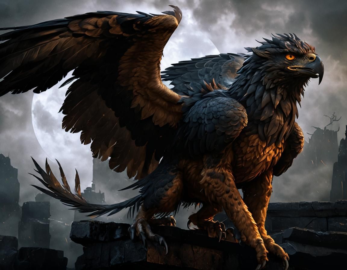 Vicious Gryphon Portrait in Dark Fantasy Realism