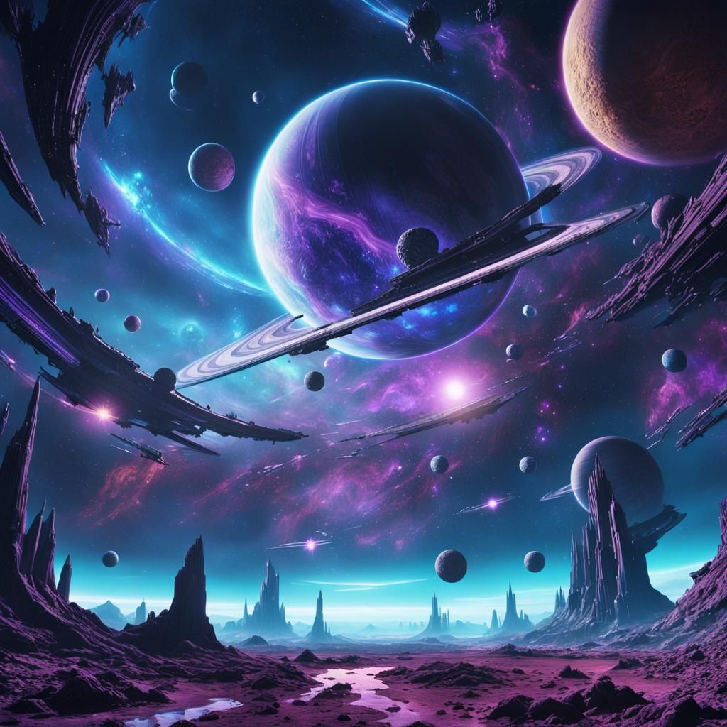 Cosmic Fantasy Scene in Outer Space