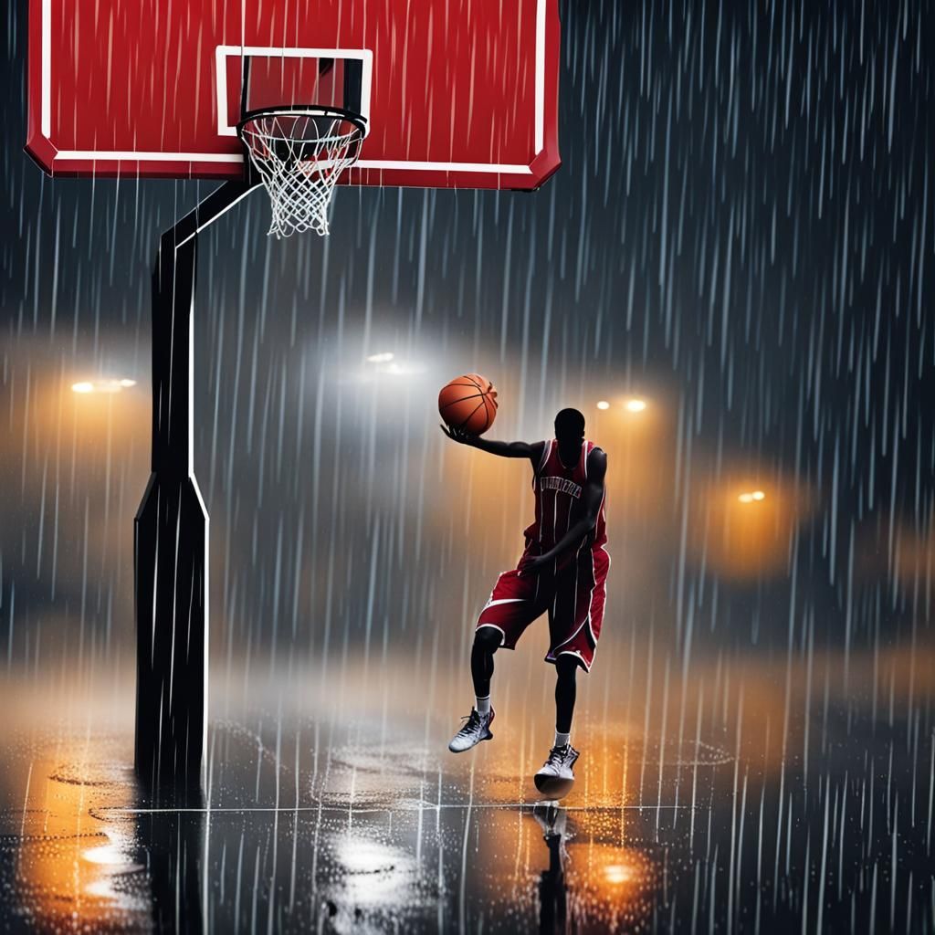 Basketball Game in the Rain