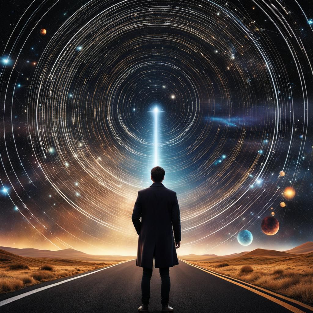 Lonely Figure's Last Stand in Starry Night Sky