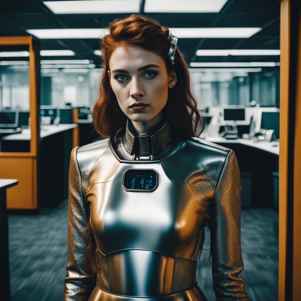 Girl in 22nd Century Office: Macro Portrait