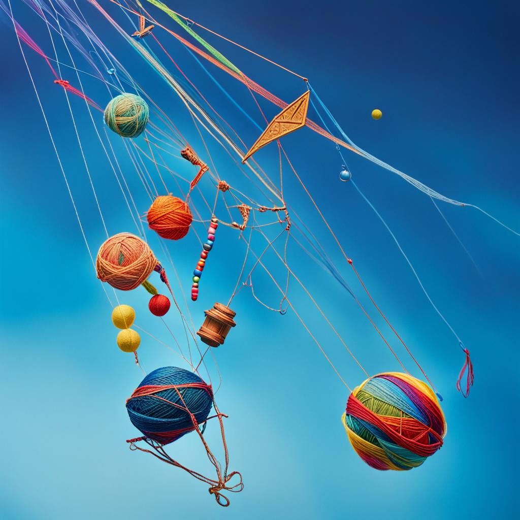 Whimsical String Art Collage in Macro Photography