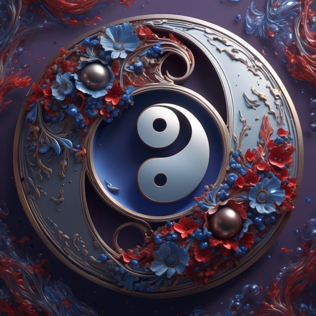 Electric Yin Yang Symbol in Hyperreal Style