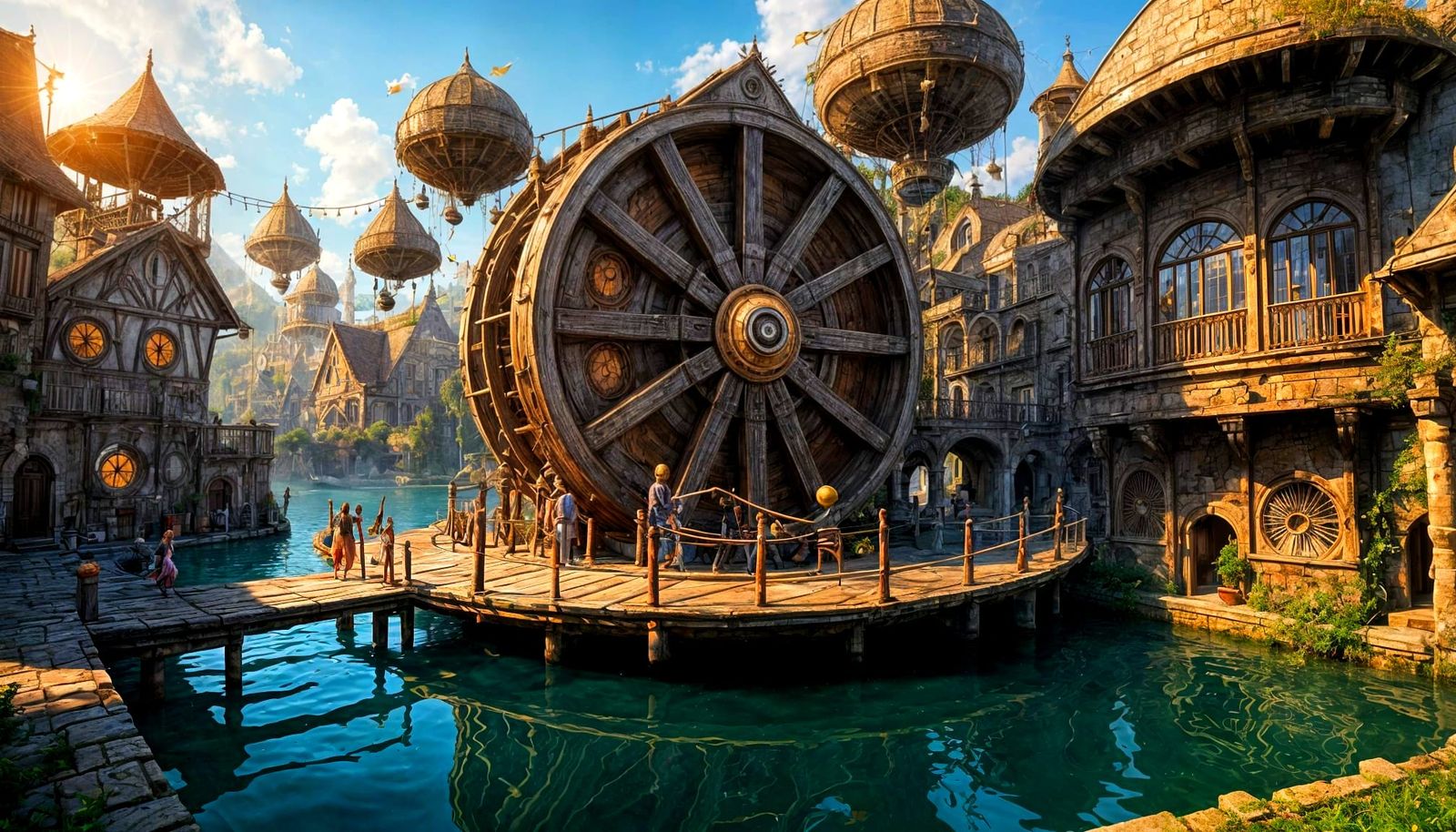 Surreal Fantasy Village Thrives on Ancient Hydraulic Wheel