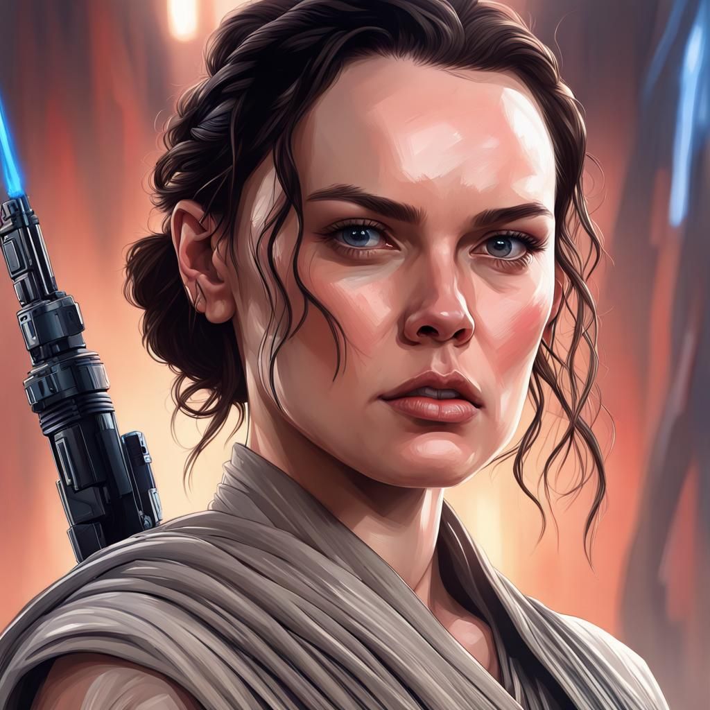Rey Skywalker Portrait in Digital Art Style