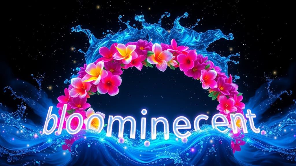 Bioluminescent Fibonacci Flowers in Fiber-Optic Style