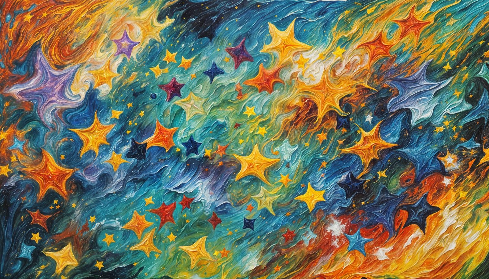 Vibrant Cosmic Starburst in Neo-Expressionist Style
