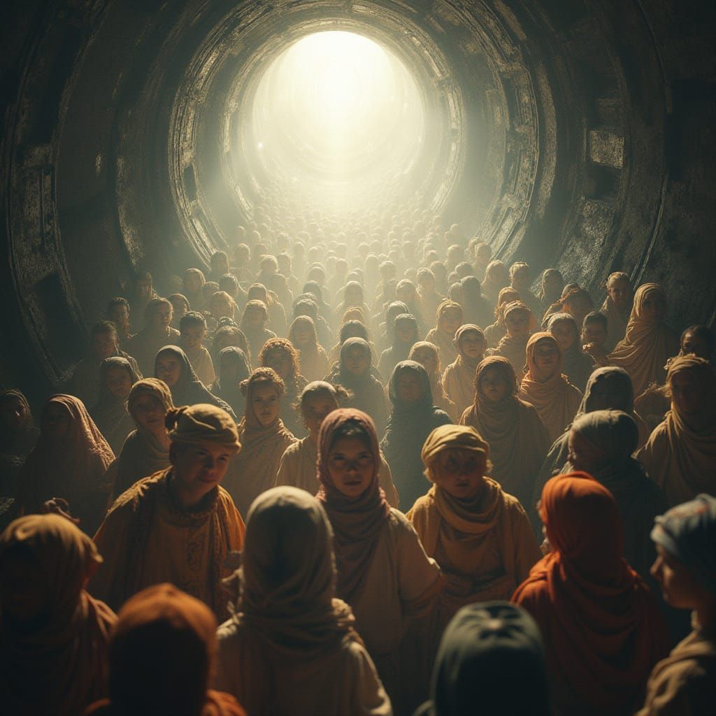 Radiant Wormhole Tunnel with Diverse Faces