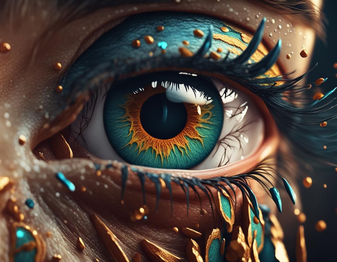 Crying Eye Close-Up: Detailed Matte Painting